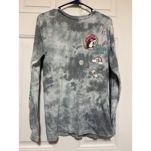 Buccees Women's Size Small Tye Dye Gray/‎ white Long Sleeve Graphic Shirt